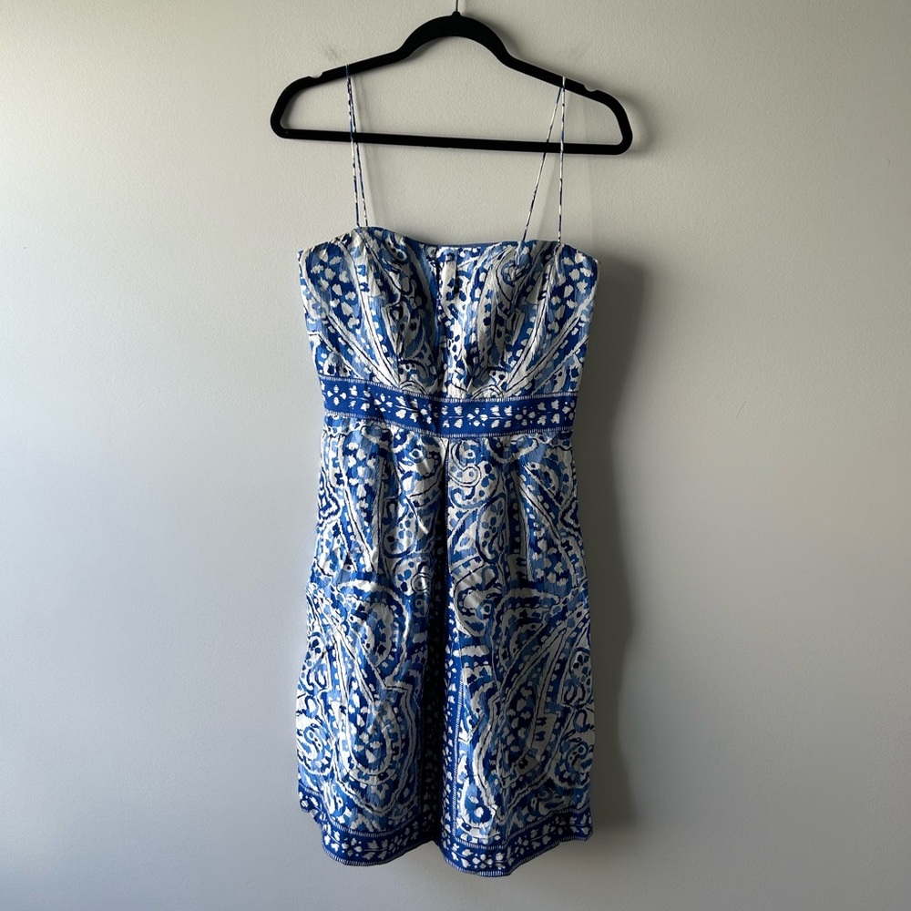 Harold's blue printed sleeveless silk dress